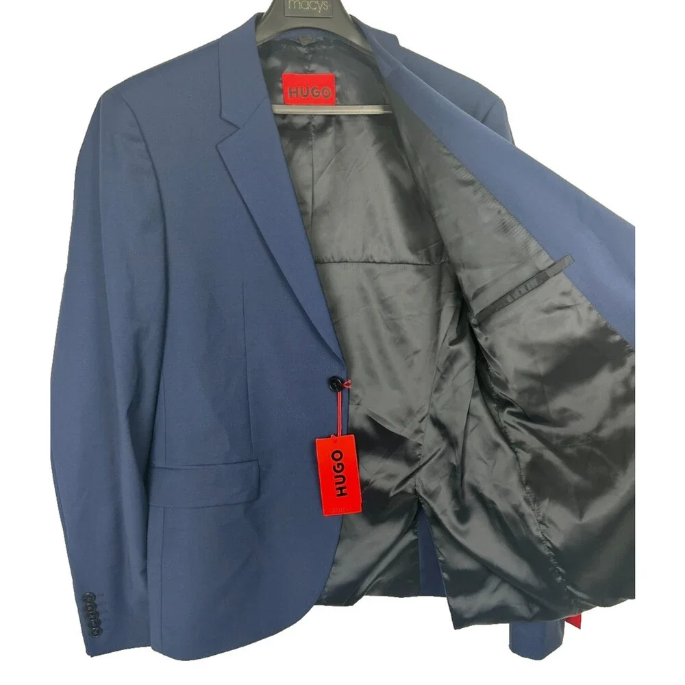 Hugo Boss Suit Jacket Size 44R Medium Blue Modern Fit Wool Blend Karl-Tom244X